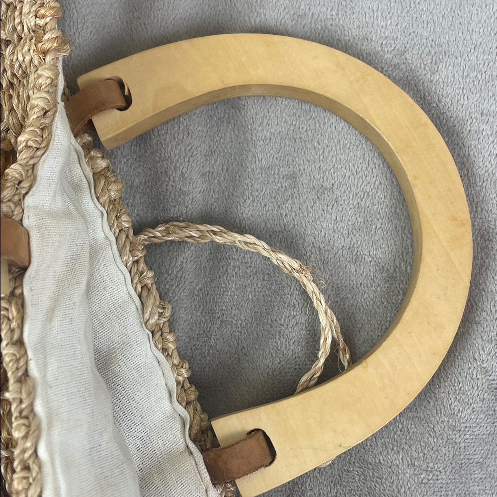 Talbots Wooden Handle Rope Bag - Picture 16 of 16